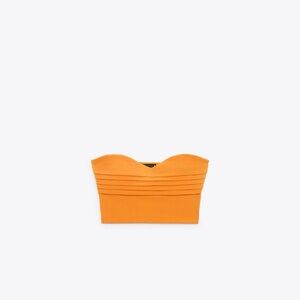 ZARA NEW Orange Strapless Top SIZE SMALL